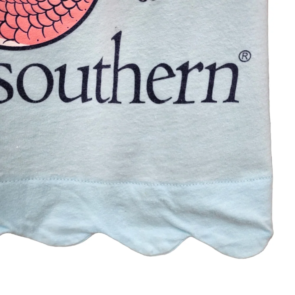 Simply Southern Top Mermaid Pink Racerback Pleated Hem Scalloped Beach …
